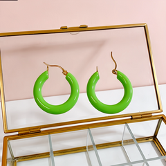 MINI Green enamel earrings / Gold