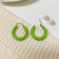 MINI Green enamel earrings / Gold
