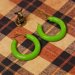 MINI Green enamel earrings / Gold