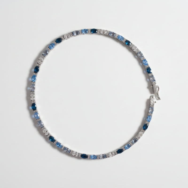Sky Blue Gradient Necklace/Rhodium