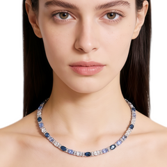 Sky Blue Gradient Necklace/Rhodium