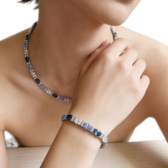 Sky Blue Gradient Necklace/Rhodium