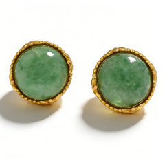 GREEN DONGLING STUD EAR/GLD