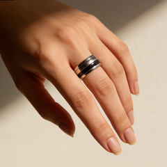 Black Inlay Stainless Ring/Stainless Steel