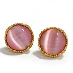 PINK CAT'S EYE STUD EAR/GLD