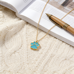 BEAR PAW BLUE ENAMEL Necklace