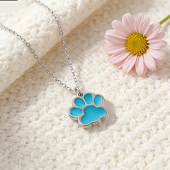 BEAR PAW BLUE ENAMEL Necklace