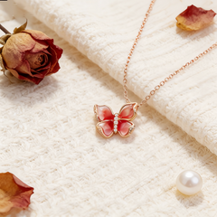 BUTTERFLY PINK ENAMEL Necklace