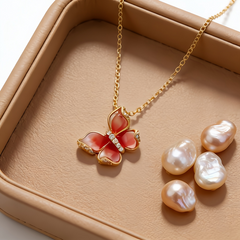 BUTTERFLY PINK ENAMEL Necklace