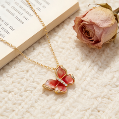 BUTTERFLY PINK ENAMEL Necklace