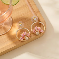 MINA ROUND FLOWER ENAMELEarrings