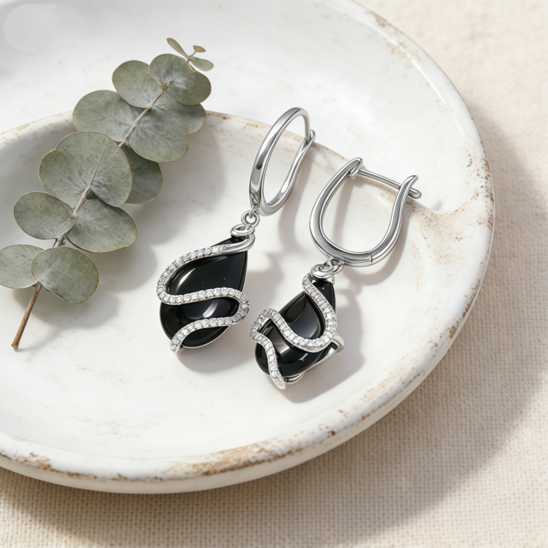 ANNA BLACK AGATE Earrings