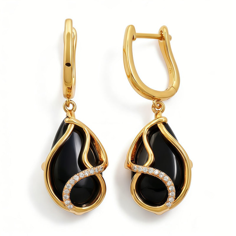 Michelle black agate Earrings