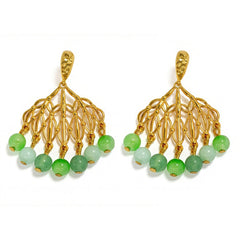 Multi-Jade Beaded Drop Earrings/Gold
