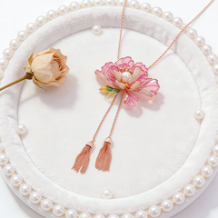 Classic Flower Enamel Long  Necklace/Tassel