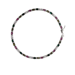 Vibrant Gem Tennis  Necklace/Rhodium