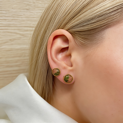 UNAKITE S STUD EAR/GLD