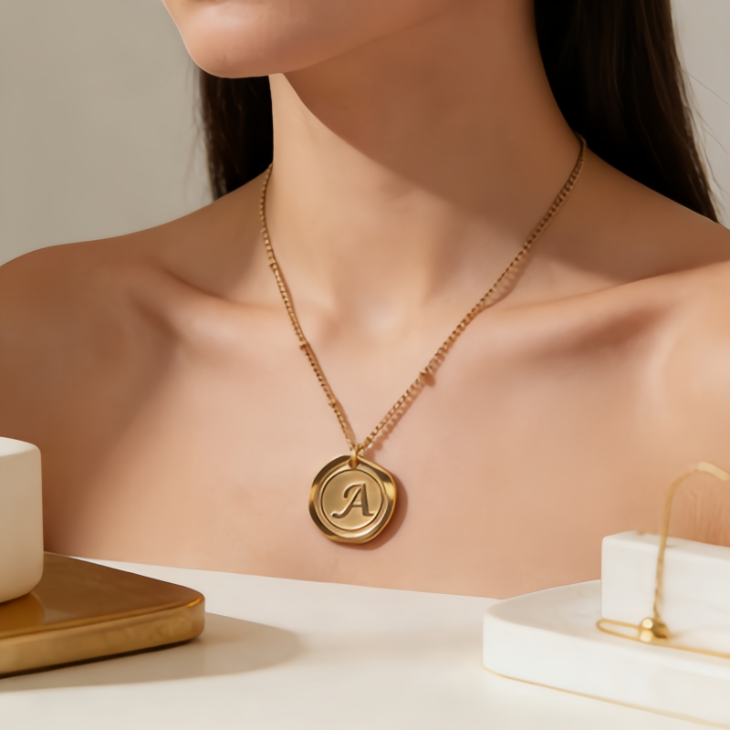 Letter A Necklace / Gold Stainless Steel