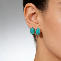 TURQUOISE MGNST STUD EAR/GLD