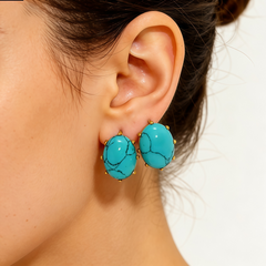 TURQUOISE MGNST STUD EAR/GLD