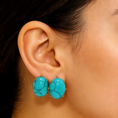TURQUOISE MGNST STUD EAR/GLD