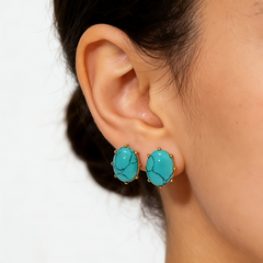 TURQUOISE MGNST STUD EAR/GLD
