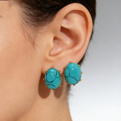 TURQUOISE MGNST STUD EAR/GLD