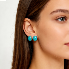 TURQUOISE MGNST STUD EAR/GLD