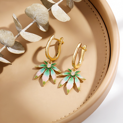 GREEN PINK ENAMEL EAR/GLD