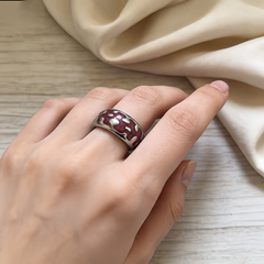 Berry Drop Ring/Rhodium Stainless Steel