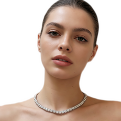 Maxi Cubic Zirconia Necklace/Rhodium