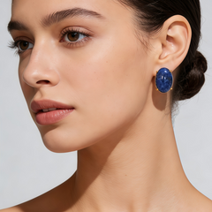 LAPIS LAZULI STUD EAR/GOLD