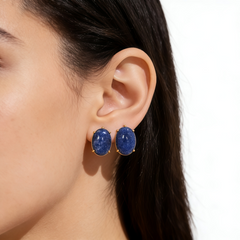 LAPIS LAZULI STUD EAR/GOLD