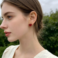 Red Crystal Stud Earrings