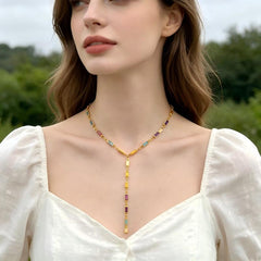 Rainbow Baguette Y-Necklace