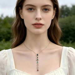 Multi-Gemstone Lariat Necklace
