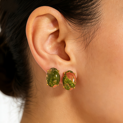 UNAKITE L STUD EAR/GLD