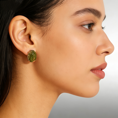 UNAKITE L STUD EAR/GLD