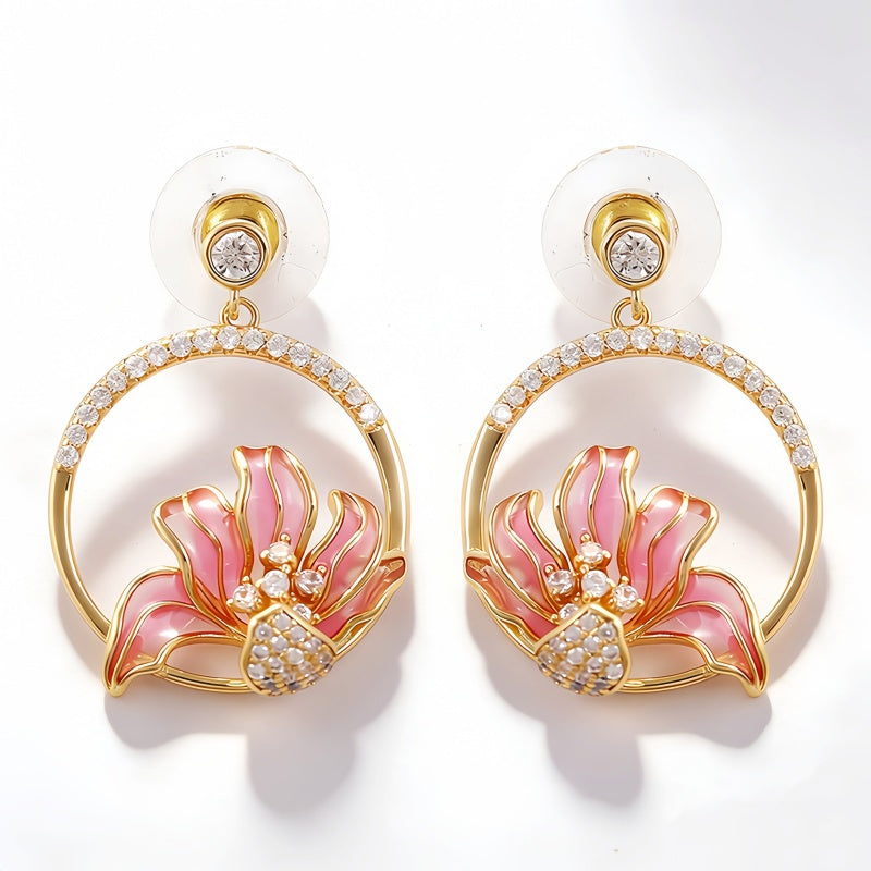 MINA ROUND FLOWER ENAMEL EAR