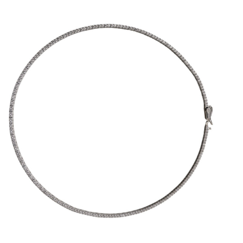 Mini Cubic Zirconia Necklace/Rhodium