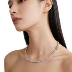 Mini Cubic Zirconia Necklace/Rhodium