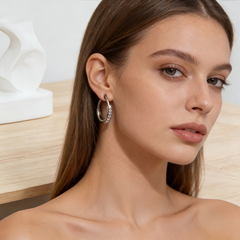 Mini Cubic Zirconia Hoop Earrings/Stainless Steel