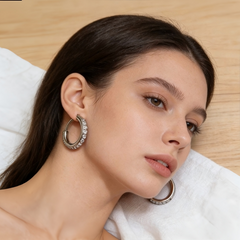 Mini Cubic Zirconia Hoop Earrings/Stainless Steel