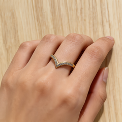 Black Wishbone Ring/GOLD Stainless Steel