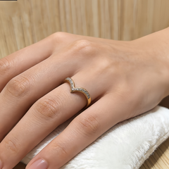 Black Wishbone Ring/GOLD Stainless Steel