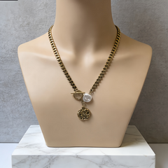 Lunar Coin Toggle Pendant Necklace/GOLD Stainless Steel