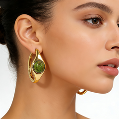 UNAKITE HOOP EAR/GLD