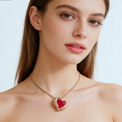 Garnet Grande Amour Necklace/Rose gold