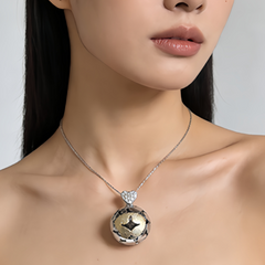 Dual Tone Love Orb Pendant/ Rhodium