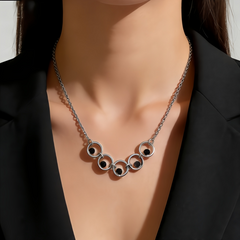 Ombre Disc Pendant Necklace/Stainless Steel